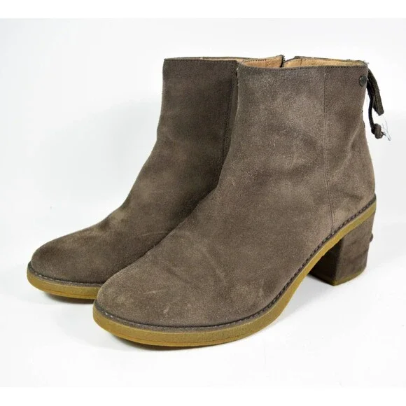 UGG Women's Brown Taupe Suede Corrine Ankle Boots Side Zip Size 9.5 - Picture 3 of 9